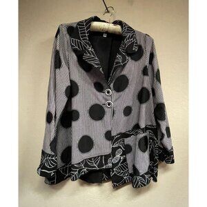 Donna White Coats Blazer Two-Button Artsy Black/White Mixed Print Small Pocket